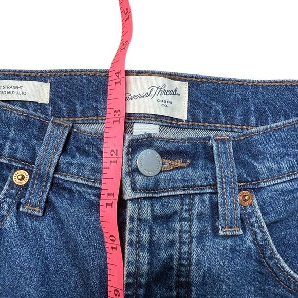 Target Universal Thread Highest Straight Medium Dark Wash Blue Jeans Size 8 - Picture 8 of 8